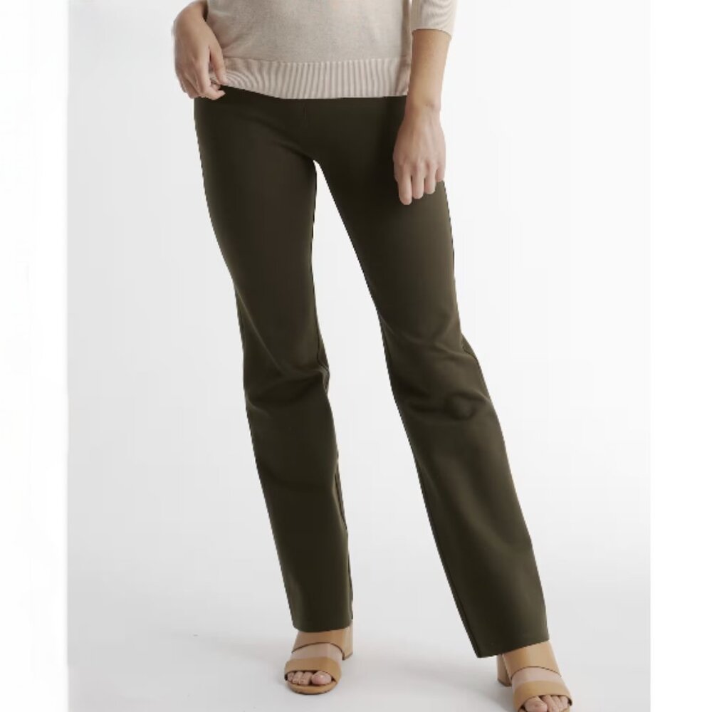 Quince Ultra-Stretch Ponte Bootcut Pants in Olive